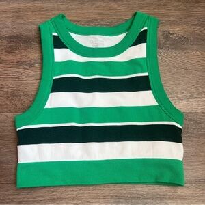 Aerie Offline Green and White Striped Seamless Crop Top